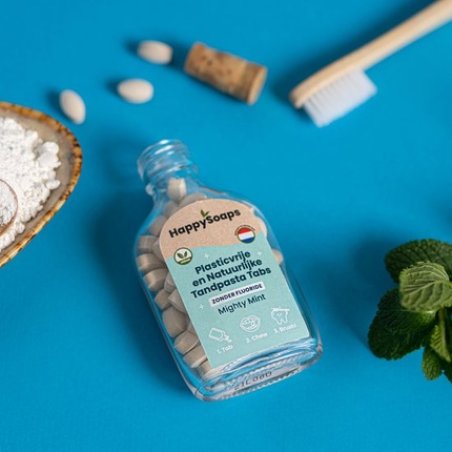 Happysoaps - Toothpaste Tabs - Without Fluoride - Mighty Mint - 62 Tabs