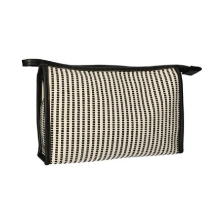 Leek Toiletry Bag Stripe Cream Black 30x20 Cm