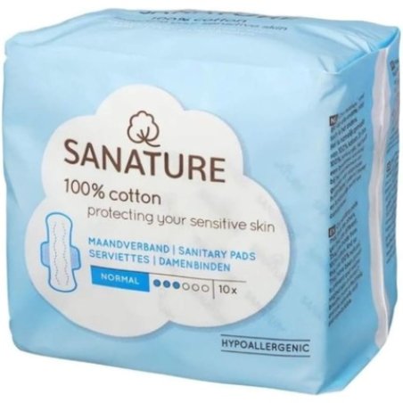 Sanature Normal Sanitary Towels 100% Cotton White