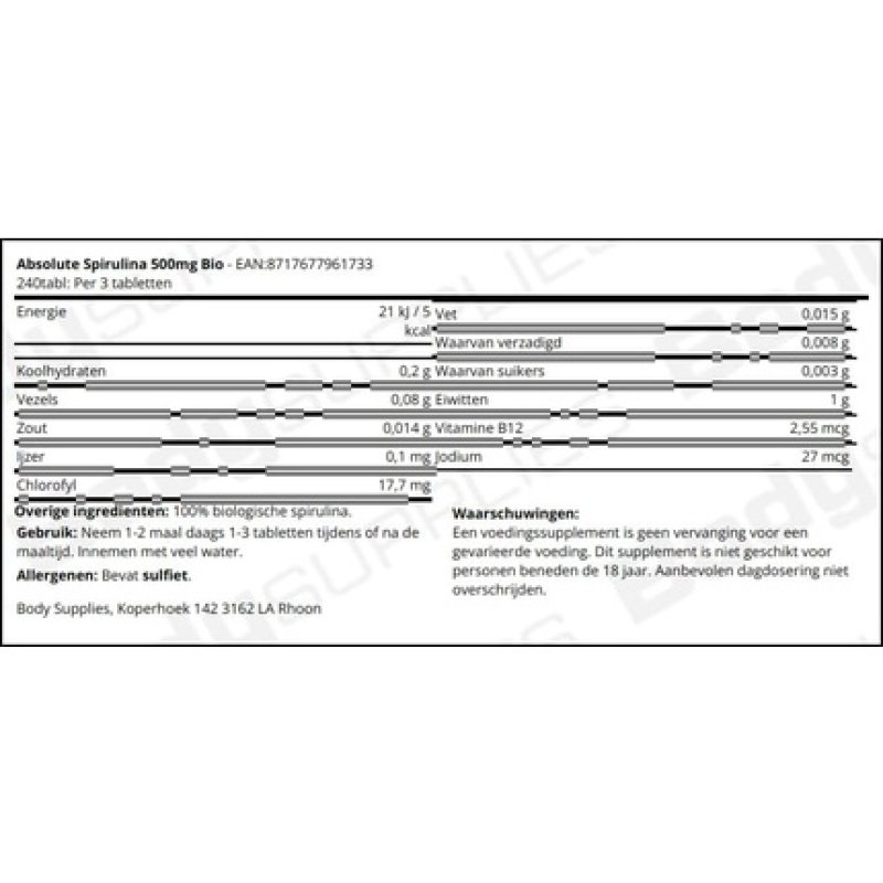 Mattisson Spirulina 500mg Organic Tablets 240 Pieces