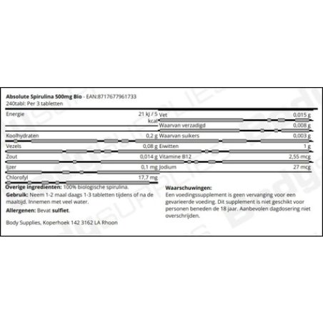 Mattisson Spirulina 500mg Organic Tablets 240 Pieces