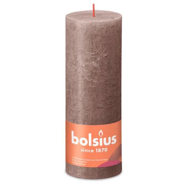 Bolsius Rustic Block Candle 190/68 Taupe