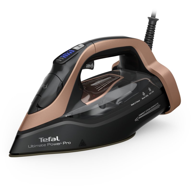 Tefal Ultimate Power Pro FV9E50 Dry & Steam iron Durilium AirGlide Autoclean soleplate 3200 W Black Copper