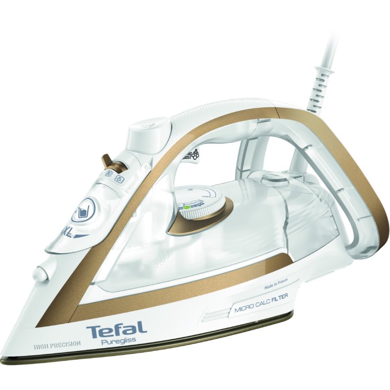 Tefal Puregliss FV8042 Dry & Steam iron Durilium AirGlide Autoclean soleplate 3000 W Bronze White