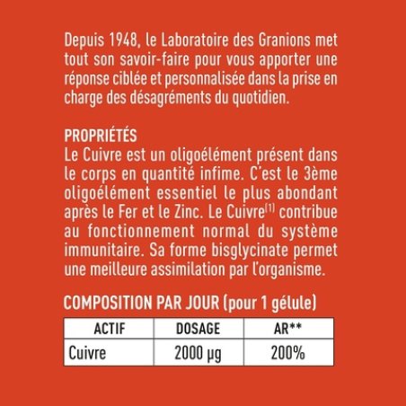 Granions Copper Bisglycinate 2mg - 2 Months Supply