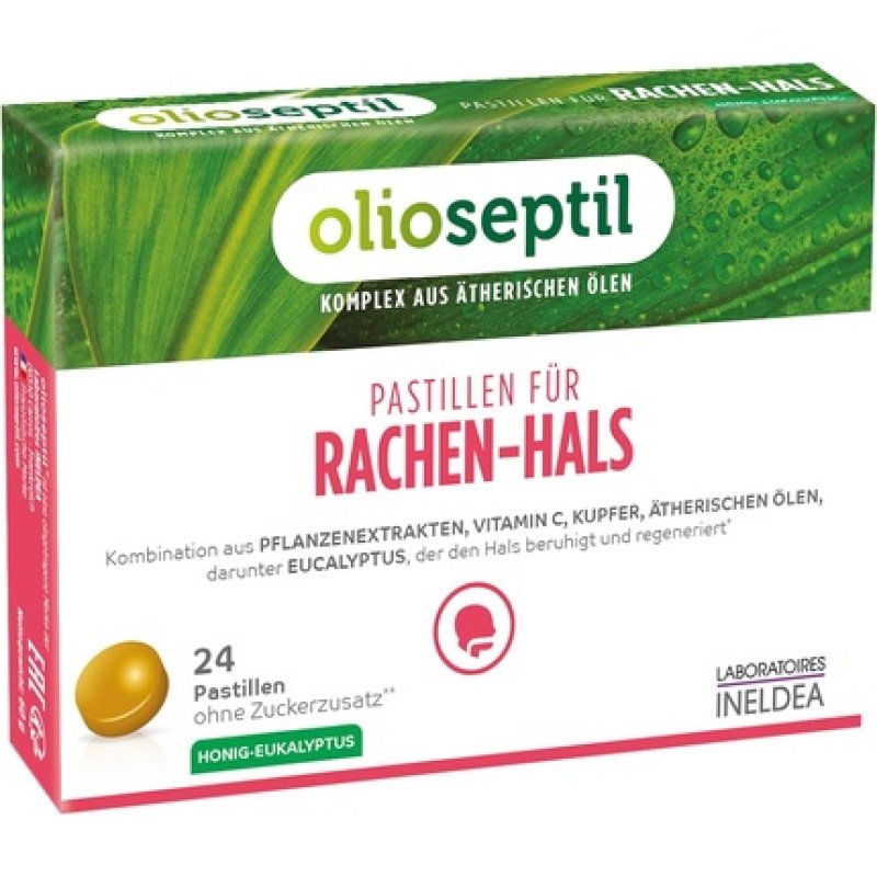 OLIOSEPTIL Throat Lozenges without Added Sugar with Plant Extracts, Vitamin C, Copper, and Essential Oils - Soothes