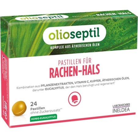 OLIOSEPTIL Throat Lozenges without Added Sugar with Plant Extracts, Vitamin C, Copper, and Essential Oils - Soothes