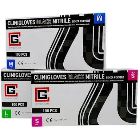 Barin Store Clinigloves Black Nitrile Powder Free Size S