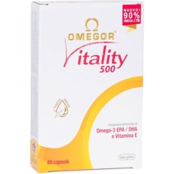 OMEGOR Vitality 500 Omega-3 EPA/DHA and Vitamin E Food Supplement 60 Capsules