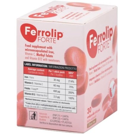 Ferrolip Forte Microencapsulated Iron Pyrophosphate, Vitamin C, Methylfolate, and Vitamin B12 Supplement