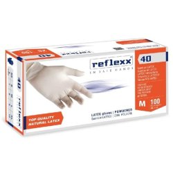 Reflexx Latex Gloves 100 pcs M with Powder