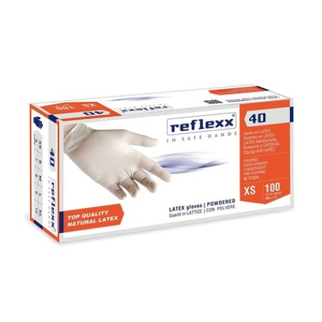 Reflexx R40 Powdered Latex Gloves Size L Bianco 100 Pieces
