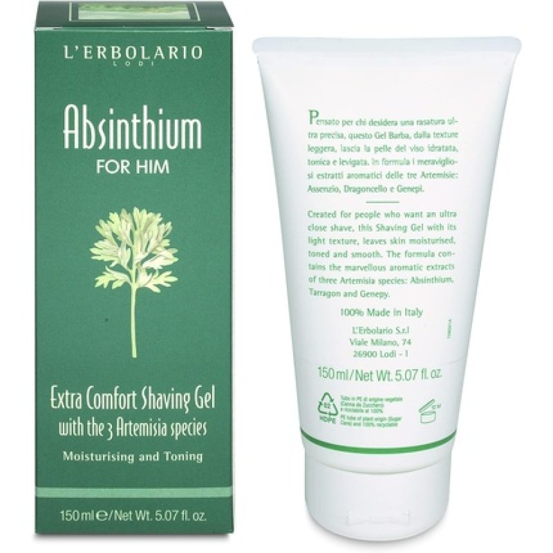 LErbolario Absinthium Extra Comfort Shaving Gel for Men 5.07 oz