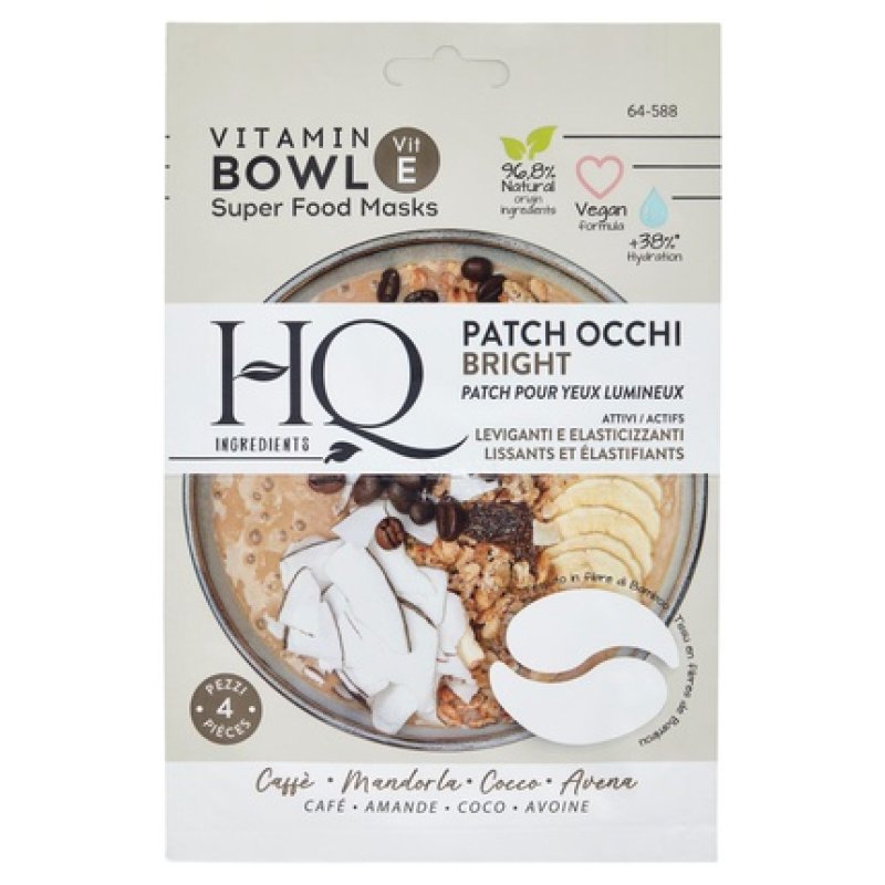 Hq Ingredients Eye Patches Bright Active Coffee - Almond - Coconut - Oat 4 Pcs