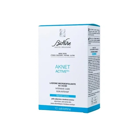 Bionike Aknet Peel Exfoliating Lotion With 3 Acids - 10 Single Use Wipes