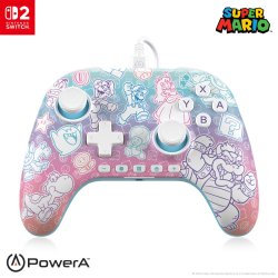 PowerA Manette filaire Advantage pour Nintendo Switch 2 - Mushroom Kingdom