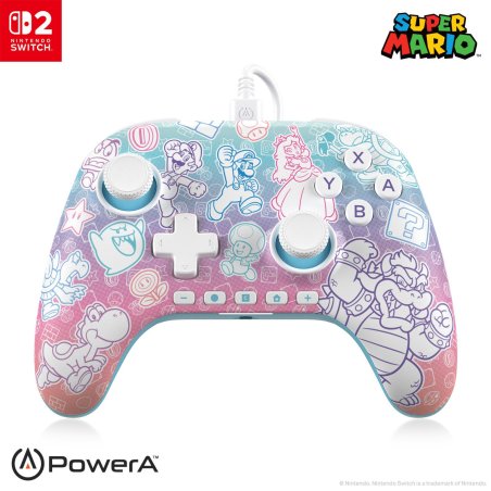 PowerA Manette filaire Advantage pour Nintendo Switch 2 - Mushroom Kingdom