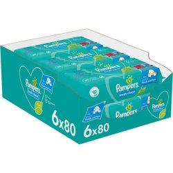 Pampers Fresh Clean XXL wet wipes for sensitive skin - 6x80 pieces