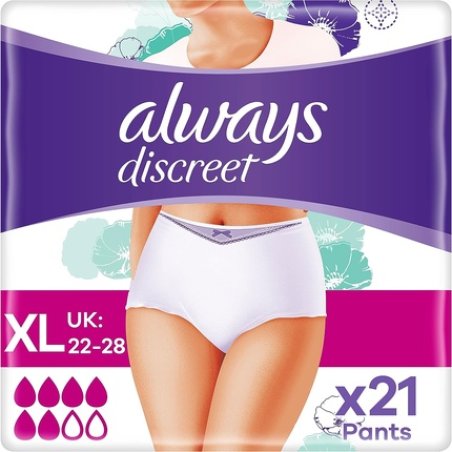 Always Discreet Incontinence Pants Women XL Size High Absorbency Plus Odor Neutralizer Complete Protection for