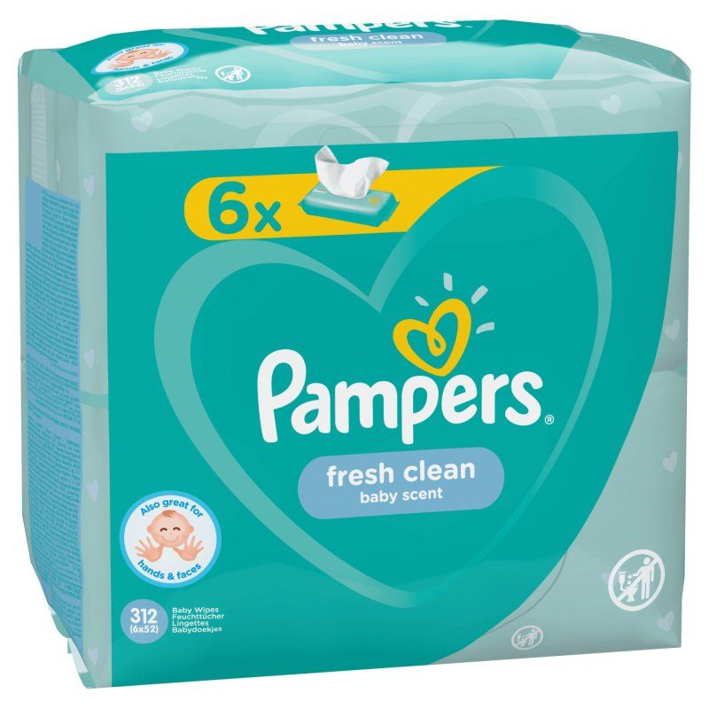 Pampers Fresh Clean Baby Wipes 6 Packs 312 Wipes