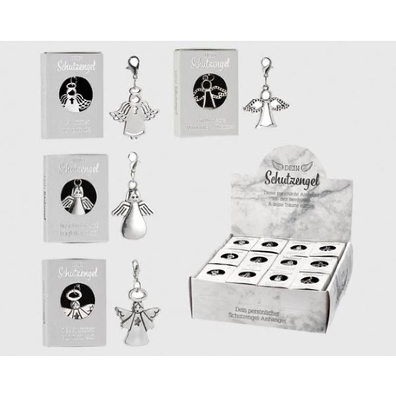 Cepewa Guardian Angel In A Box - 4 Assorted Metal Pendants, Box Size 5.5x4x1cm