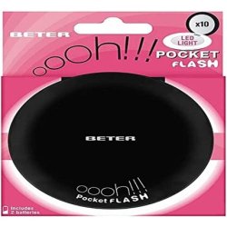 Beter Ohh! Pocket Flash Mirror with Light and 10X Magnification - Black