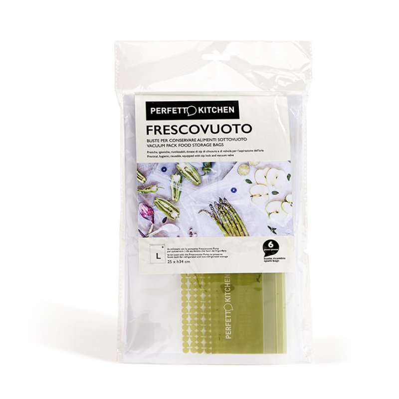 Perfetto 29004 Vacuum Bag, Polyamide/Polyethylene, Clear/Green