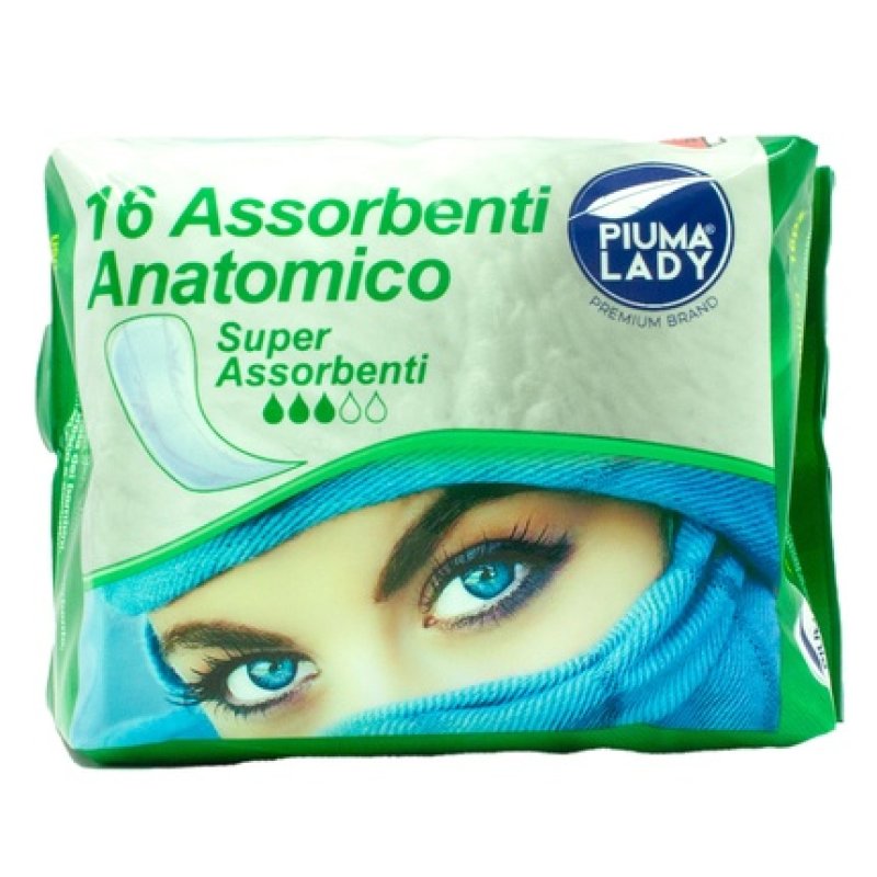 Piuma Lady Anatomical Absorbent 16 Pieces
