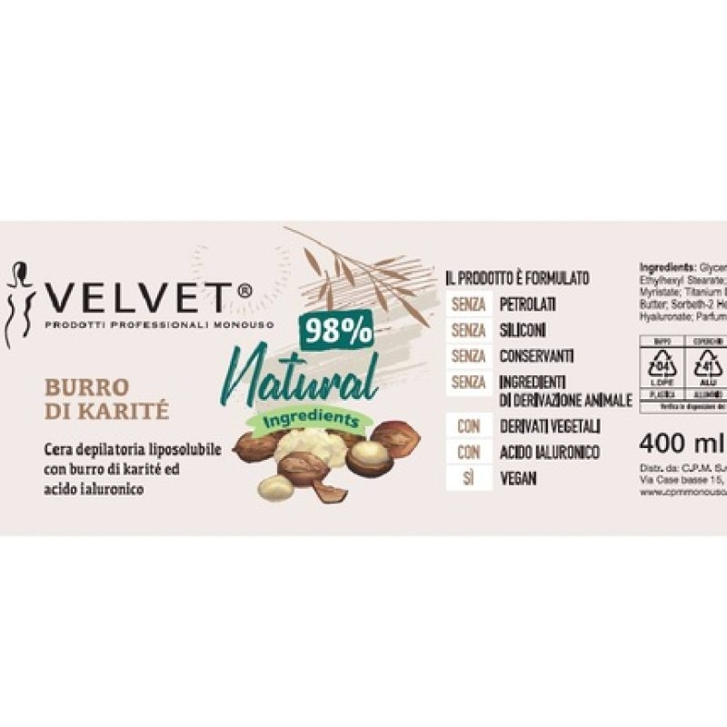 Velvet Natural Shea Butter Wax 400 Ml