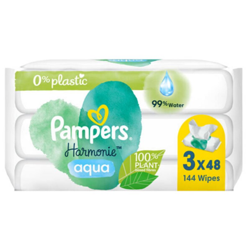Pampers Lingette humide Harmonie aqua, pack de 3
