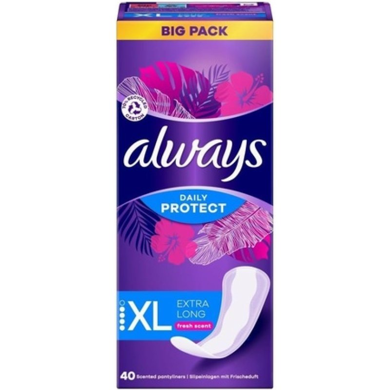 Always Daily Protect Extra Long Pantyliners with Fresh Fragrance - Pack of 40