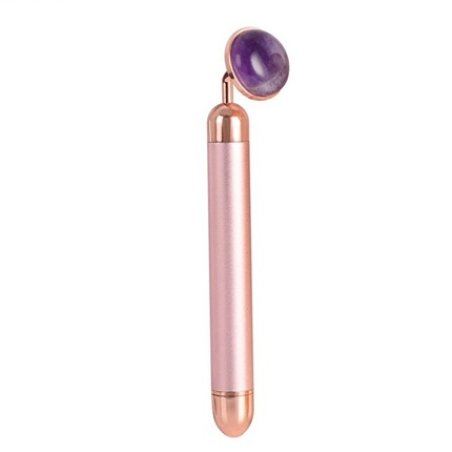 Electric Pink Handle and Amethyst Jade Roller Massager