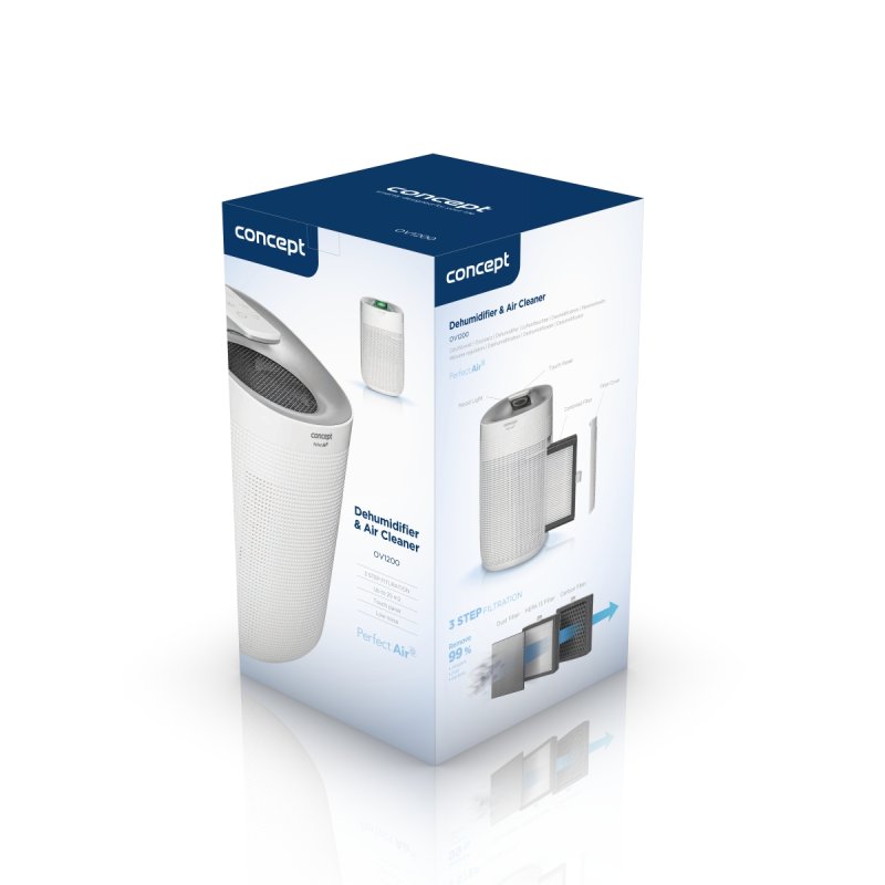 Concept OV1200 déshumidificateur 1 L 50 dB 45 W Argent, Blanc