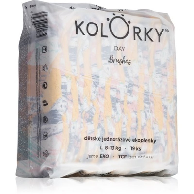 Kolorky Day Brushes Disposable Diapers - Size L (8-13 Kg), 19 pcs