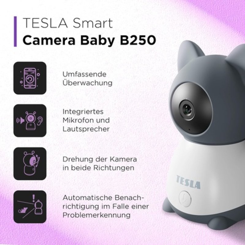 TESLA Smart Baby Camera B250 2K 3MP with Camera and App Control Motion Detection Night Vision Two-Way Audio Indoor WiFi