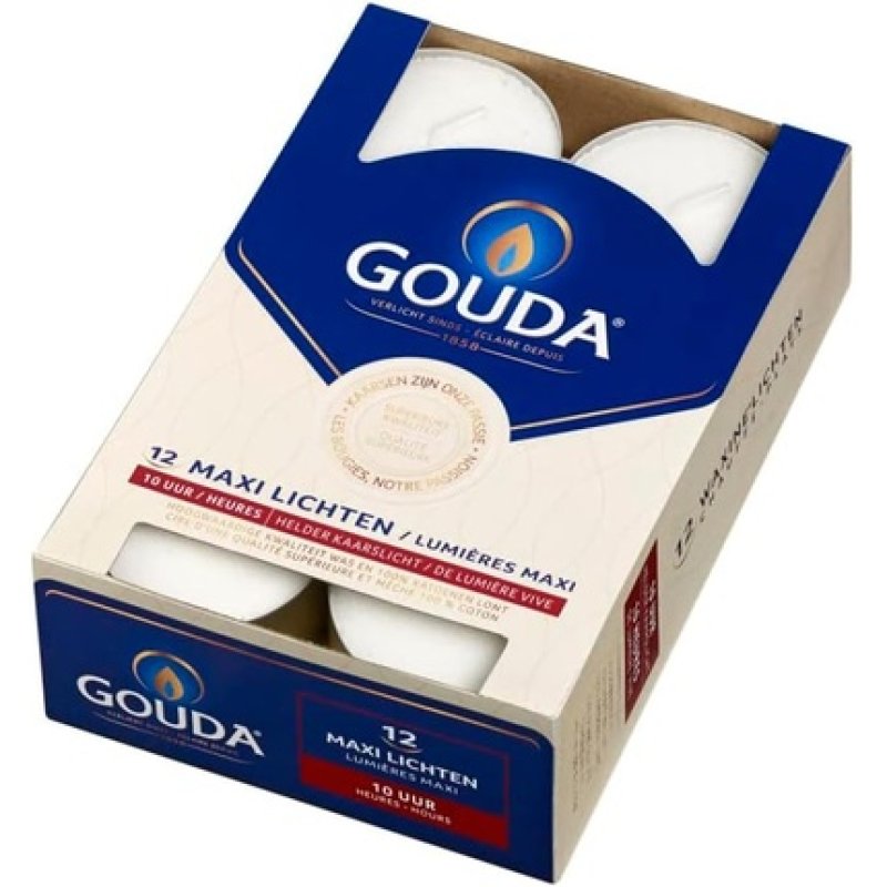 Gouda Maxi Tealight 10 Hours White