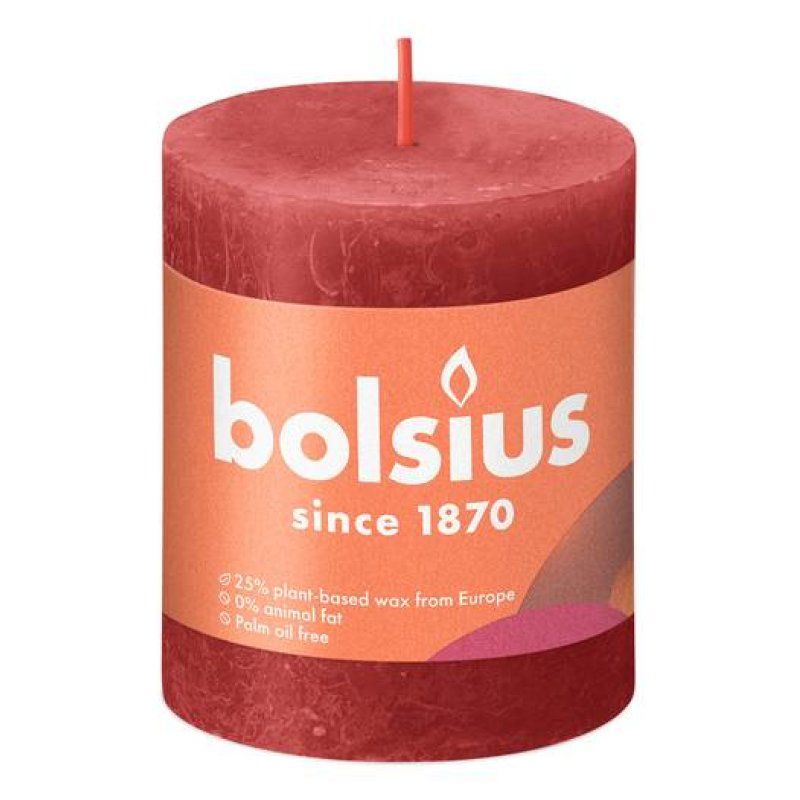 Bolsius Rustiko Shine wax candle Cylinder Red 1 pc(s)