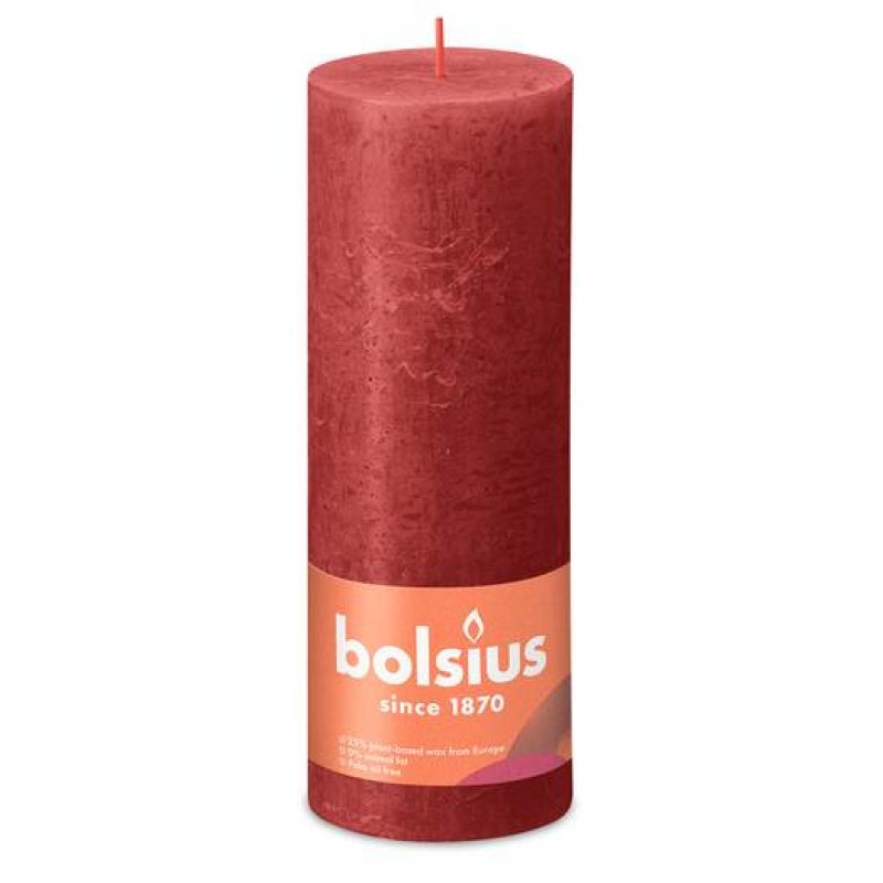 Bolsius Rustiko Shine wax candle Cylinder Red 1 pc(s)