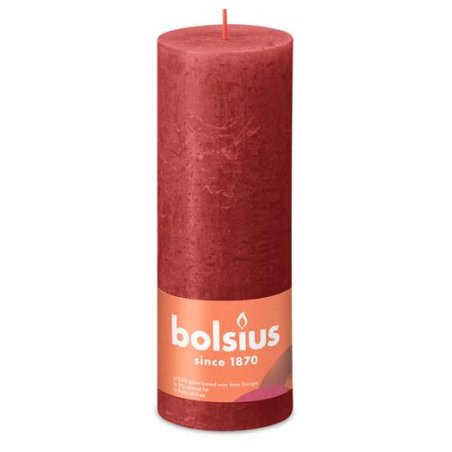 BOLSIUS Delicate Red Rustic Shine Pillar Candle 19cm x 7cm