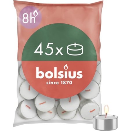 Bolsius D-Light Tea Lights 45 Pack - 8 Hours Burn Time