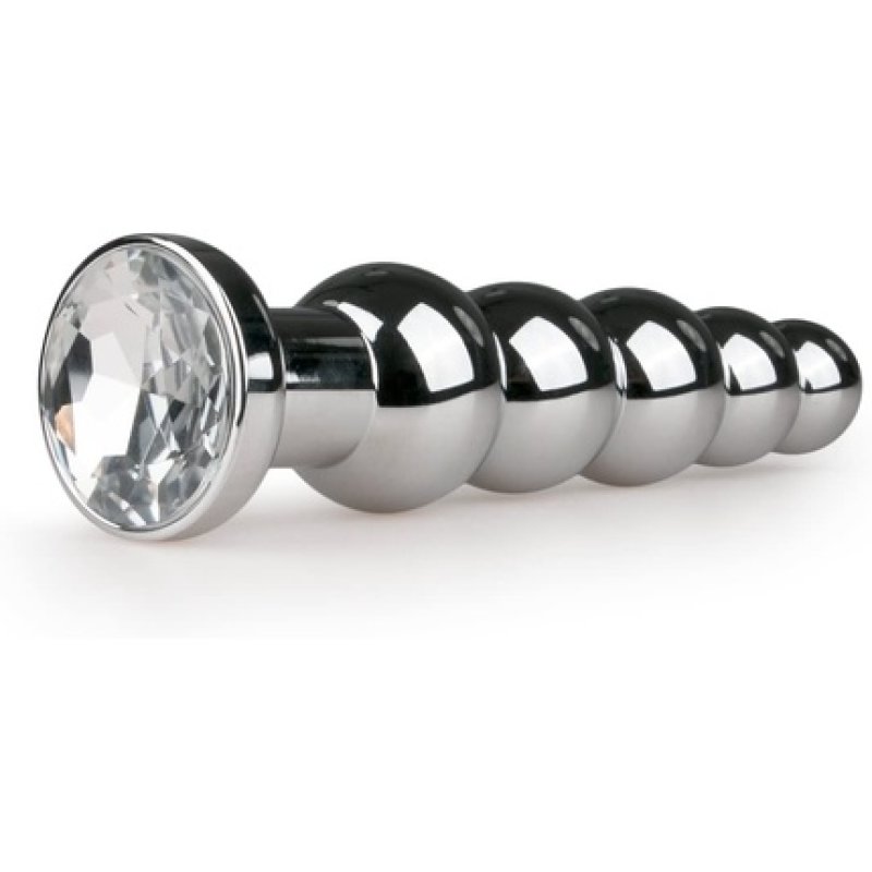 EasyToys Anal Collection Silver Ball-shaped Anal Plug with Diamond 14cm Metal Butt Plug Multiple Designs - Treat