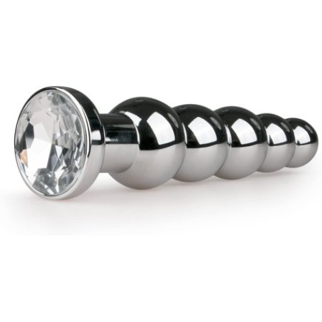 EasyToys Anal Collection Silver Ball-shaped Anal Plug with Diamond 14cm Metal Butt Plug Multiple Designs - Treat