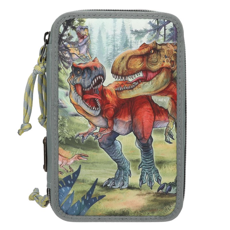 Dino World - Triple Pencil Case BITE - Grey-Green