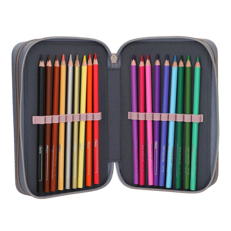 Miss Melody - Triple Pencil Case with 3D Effect - smoky blue