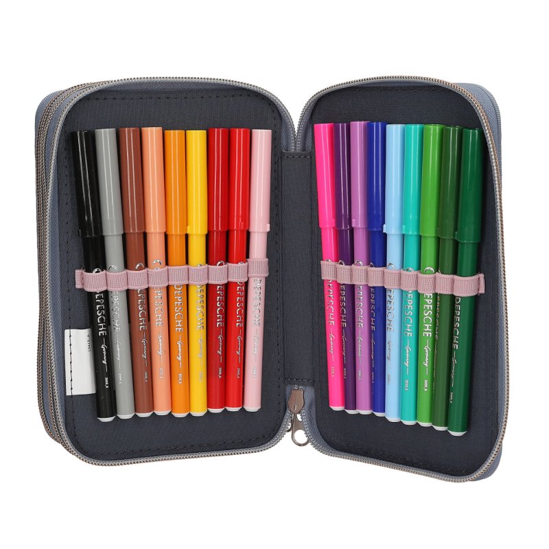 Miss Melody - Triple Pencil Case with 3D Effect - smoky blue