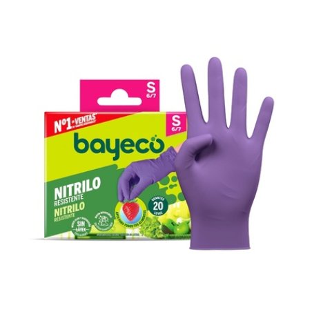 Bayeco Single-use Nitrile Gloves Purple Ambidextrous Powder and Latex Free Textured Fingers for Better Grip Size S Pack