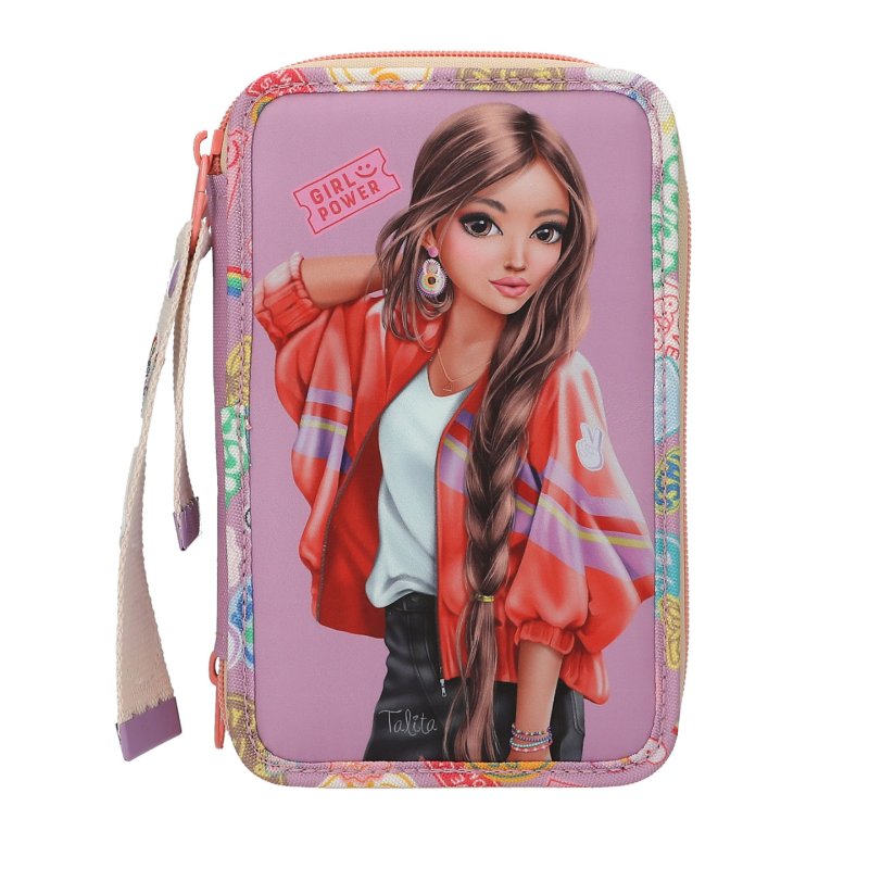 TOPModel Triple Pencil Case Wi th Pendant GIRL POWER