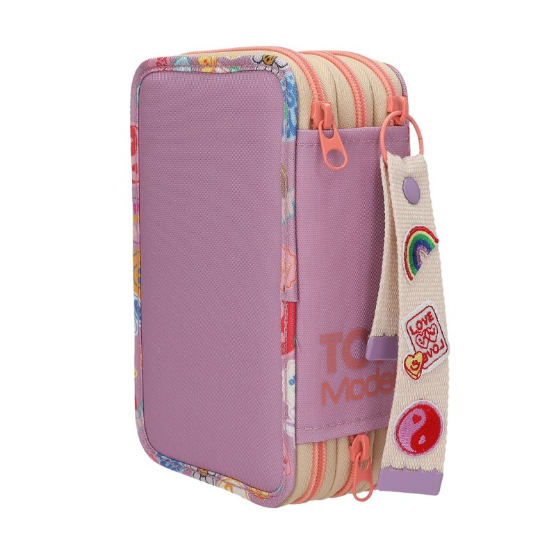 Topmodel - TOPModel Triple Pencil Case with Pendant GIRL POWER - Purple