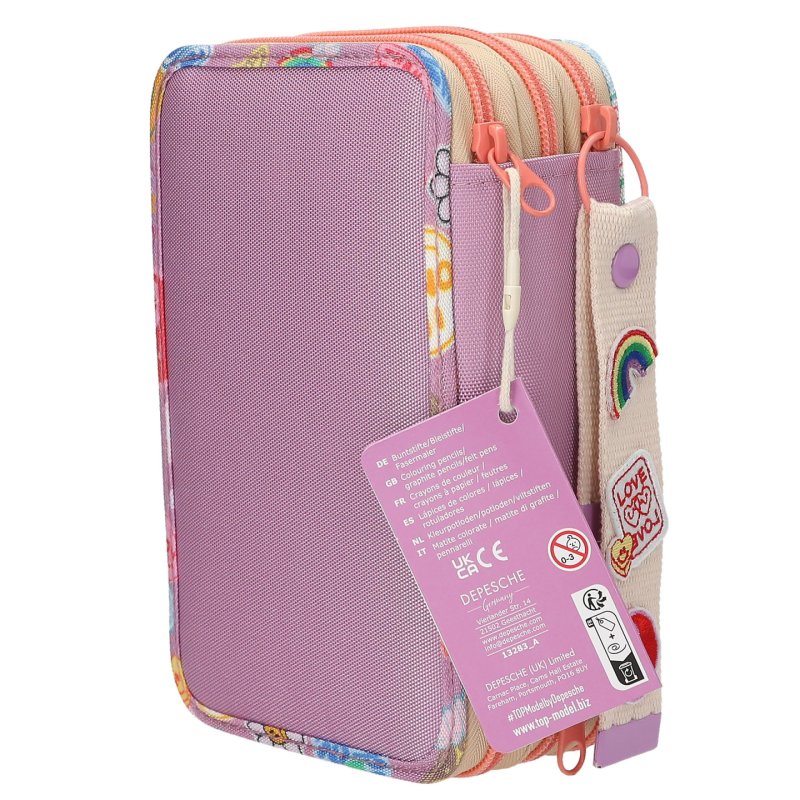 Topmodel - TOPModel Triple Pencil Case with Pendant GIRL POWER - Purple