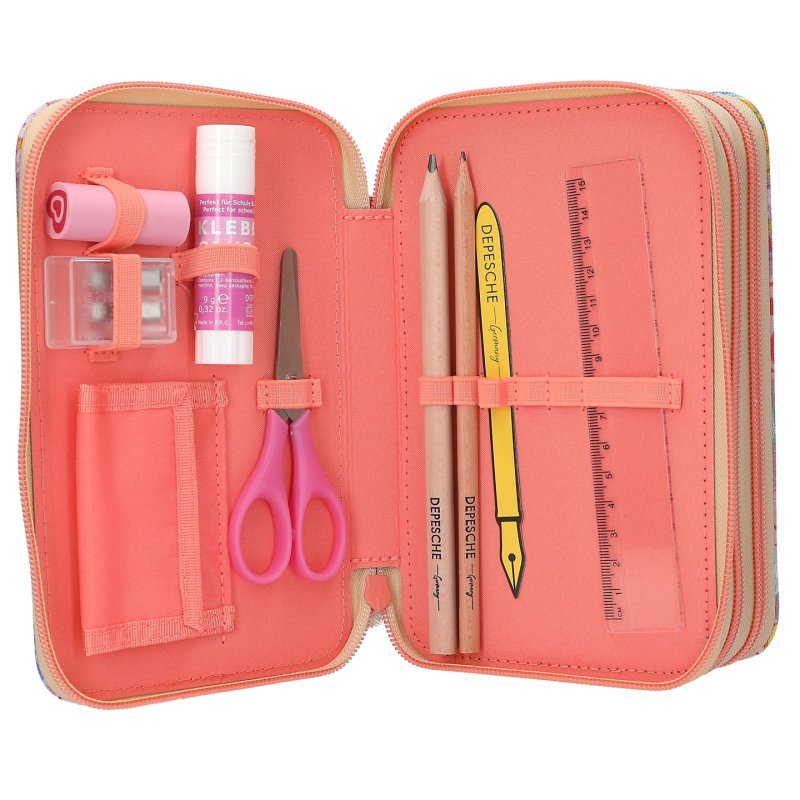 TOPModel Triple Pencil Case Wi th Pendant GIRL POWER